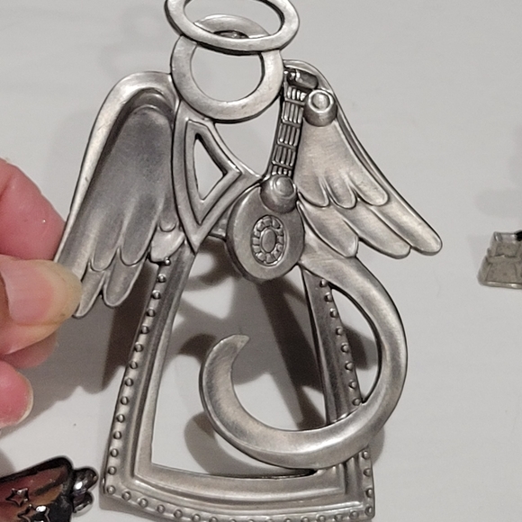 Christmas ornaments silver/ pewter color angels lot of 6 - Picture 7 of 9